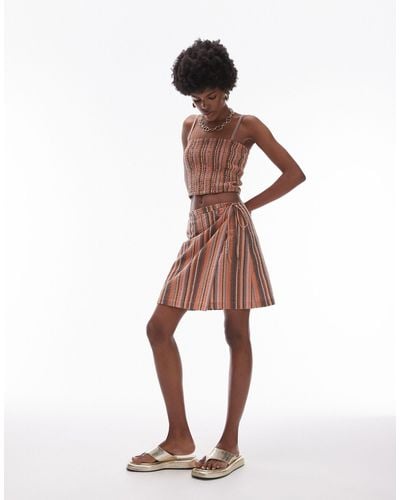 TOPSHOP Textured Wrap Beach Skirt - Brown