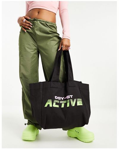 Daisy Street Active - borsa shopping nera con dettagli fluo - Verde