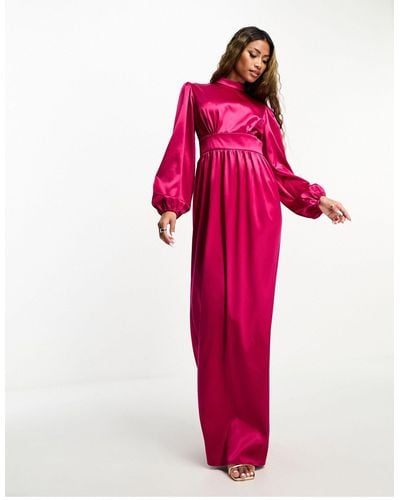 Flounce London Balloon Sleeve Maxi Dress - Pink