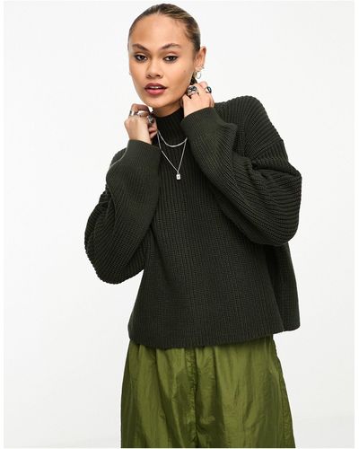 Weekday Lyla Mock Neck Sweater - Green