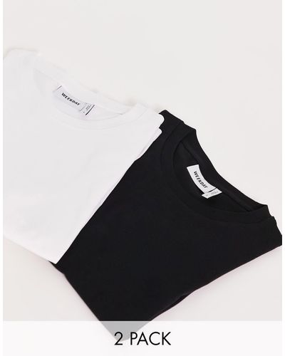 Weekday Essence Standard - Set Van 2 T-shirts - Zwart