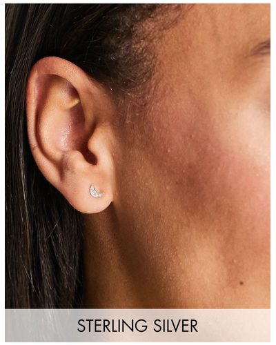 Kingsley Ryan Sterling Multigem Crescent Moon Stud Earrings - Black