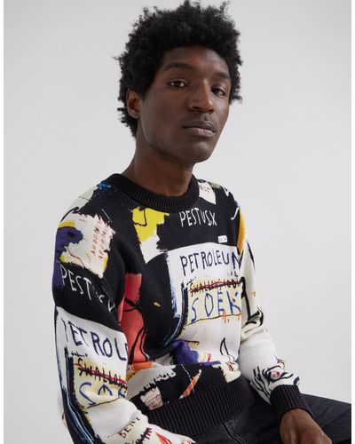 Lee Jeans X Jean-michel Basquiat Capsule All Over Artwork Print Sweatshirt - White