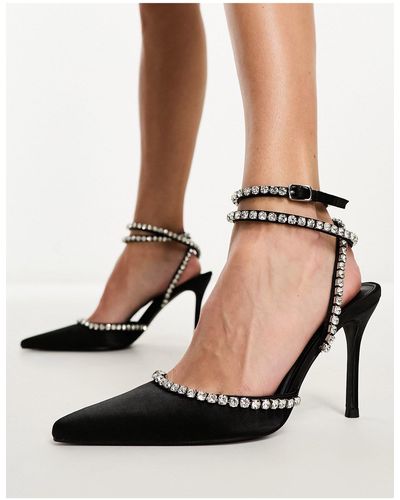 Public Desire Exclusive Frankie Embellished Heeled Shoes - Black