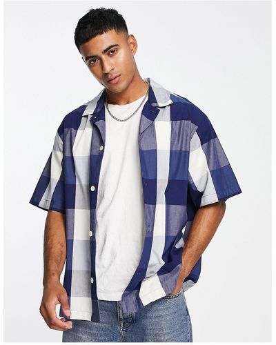 Levi's – locker geschnittenes hemd mit reverskragen und großem karomuster - Blau