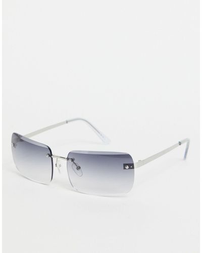 ASOS – randlose, eckige sonnenbrille im stil der 90er-jahre mit leicht getönten gläsern - Grau