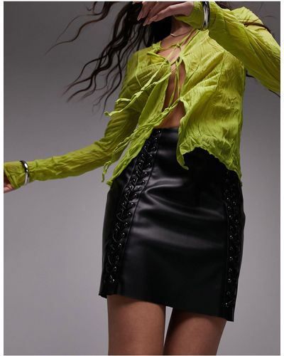 TOPSHOP Minifalda negra con doble detalle - Verde
