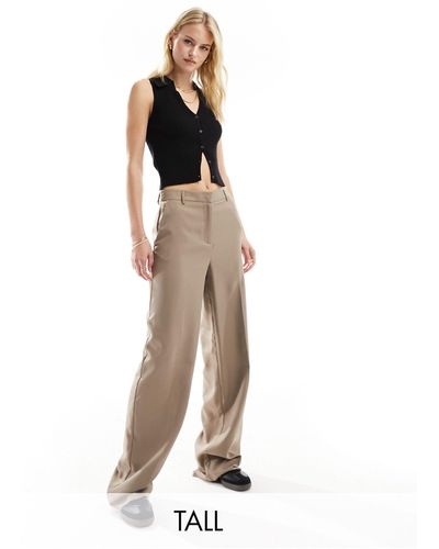 Pieces Pleat Front Tailored Trousers - Natural