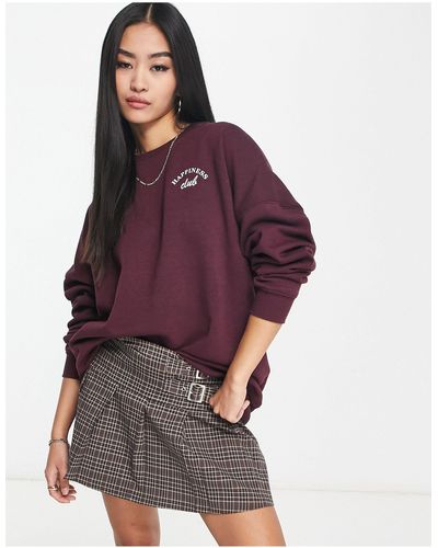 New Look – oversize-sweatshirt mit rundhalsausschnitt und schriftzug - Lila