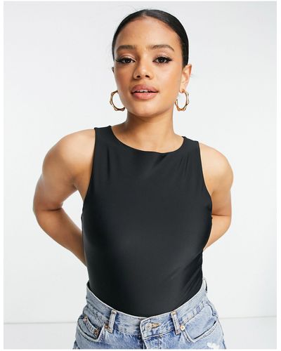 ASOS Matte Disco Body Met Dubbele Laag En Racer Hals - Zwart