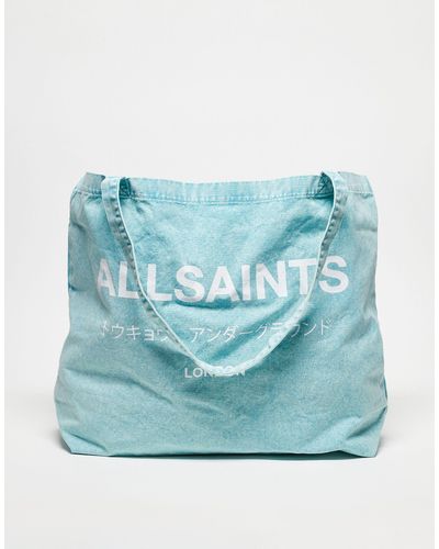 AllSaints Undrground Unisex Acid Tote Bag - Blue