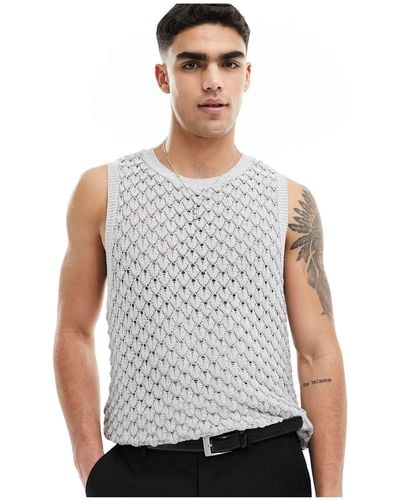ASOS 3d Stitch Knitted Vest - White