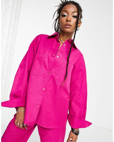 JJXX Oversized Shirt Co-ord - Pink