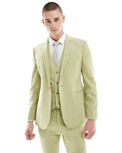 ASOS Wedding – anzugjacke aus wollmix - Grün