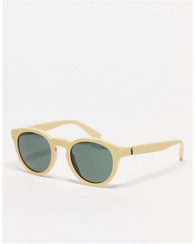 Ralph Lauren In esclusiva per asos - polo - occhiali da sole rotondi gialli - Bianco