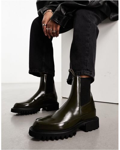 AllSaints Harlee High Shine Leather Chunky Boots - Black