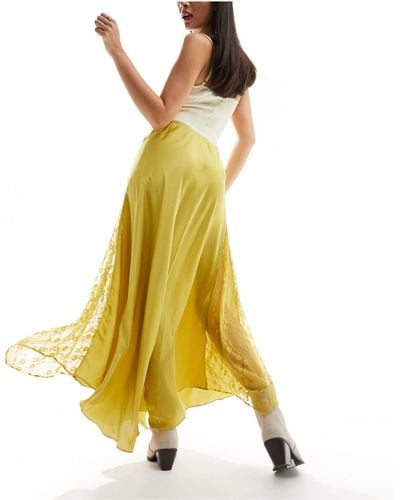 Free People Lace Insert Maxi Skirt - Yellow