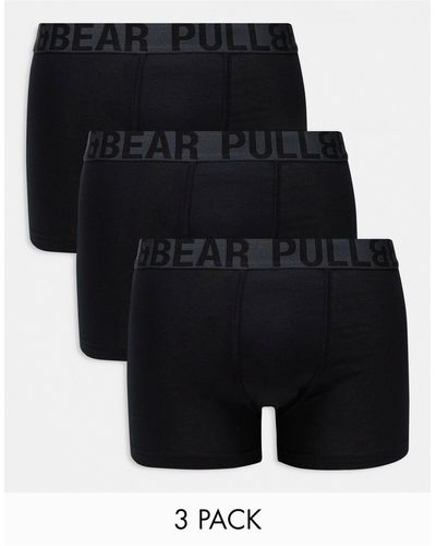 Pull&Bear 3 Pack Boxers With Grey Contrast Waistband - Black