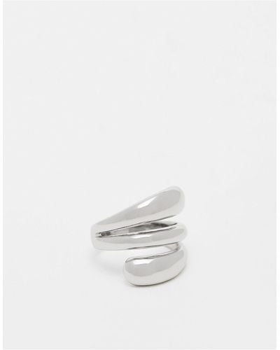 ASOS Ring With Molten Wrap Design - White