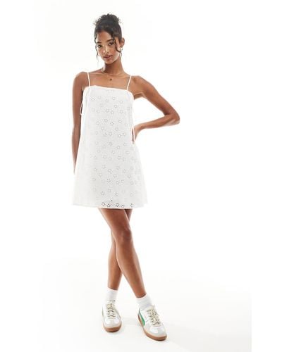 ASOS Bow Detail Strappy A Line Mini Dress - White