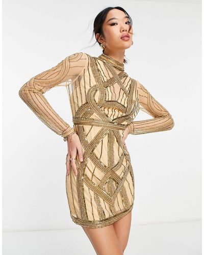 ASOS Baroque Embellished Mini Dress - Metallic