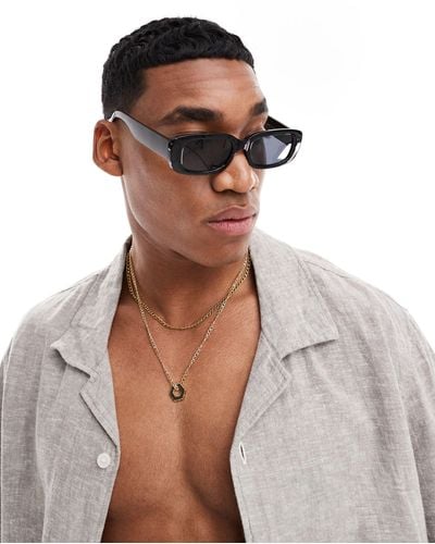 ASOS Chunky Rectangle Sunglasses With Lens - White