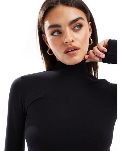 SELECTED Femme High Neck Long Sleeve T-shirt - Black