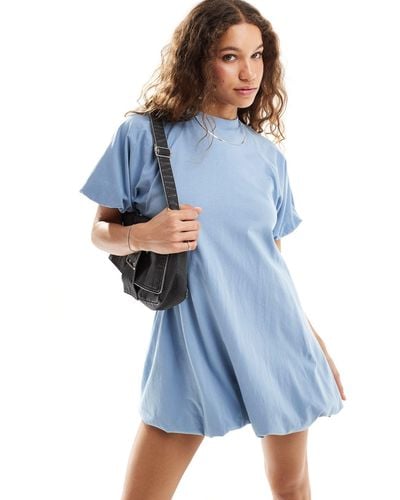 ASOS Bubble Hem Mini Dress - Blue