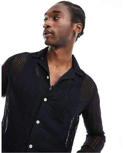 AllSaints Cala Long Sleeve Sheer Shirt - Black