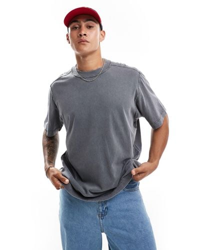 Abercrombie & Fitch T-shirt vestibilità comoda grigia lavaggio acido effetto vintage - Grigio