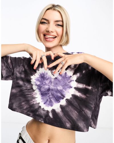 Bolongaro Trevor T-shirt crop top avec cœur effet tie-dye - violet - Multicolore