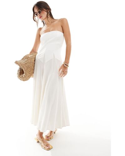ASOS Bandeau Full Skirt Midi Dress - White