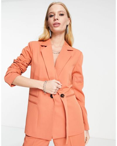 4th & Reckless Oversized Lapel Detail Jacket Co Ord - Orange