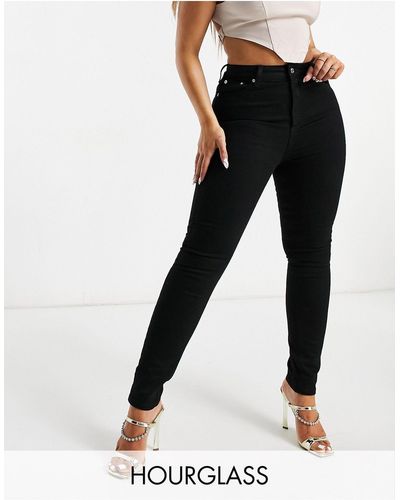 ASOS Jeans skinny modellanti push-up a vita alta, colore pulito - Nero