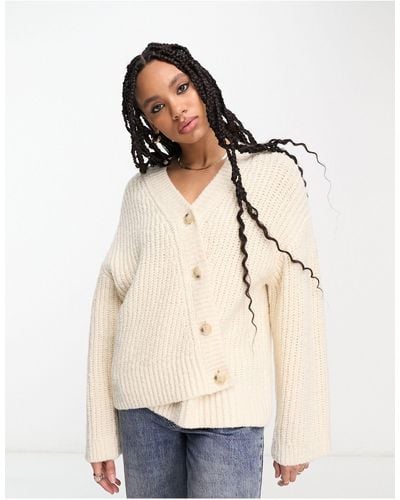& Other Stories Wool Asymmetric Button Cardigan - Natural