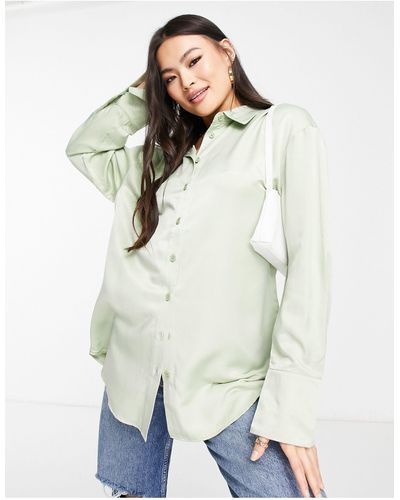 NA-KD X lovisa wallin - chemise d'ensemble oversize en lin - clair - Vert