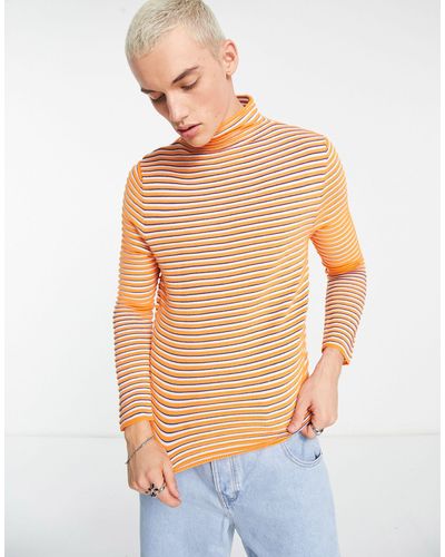 Collusion Knitted Multicoloured Stripe Jumper - Orange