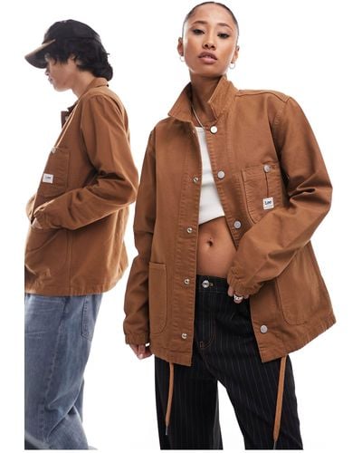 Lee Jeans Unisex Workwear Coach Jacket Relaxed Fit - Brown