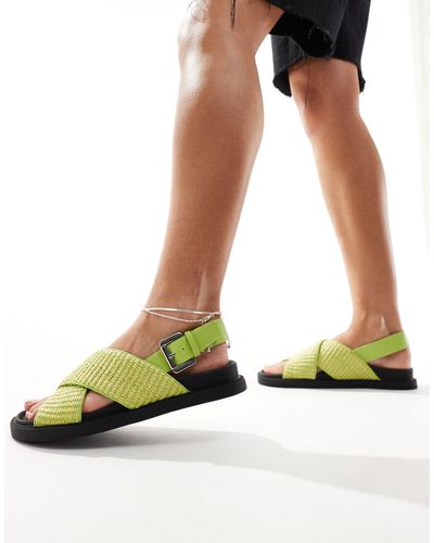 London Rebel Minimal Strappy Sandals - Green