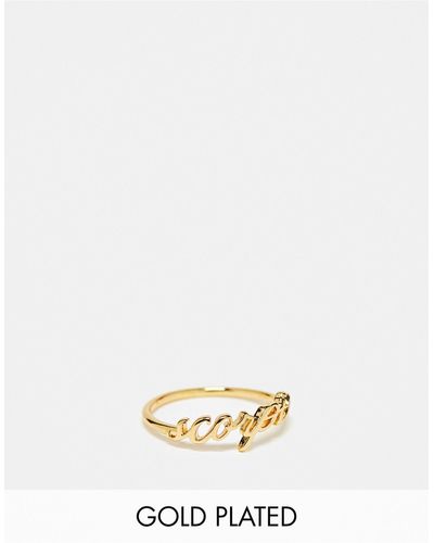 ASOS 14k Plated Ring With Scorpio Zodiac With Gift Bag - White