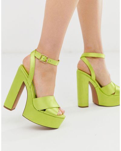 ASOS Novel Chunky Platfrom Heeled Sandals - Green