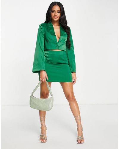 Missguided Co-ord Cropped Blazer - Green