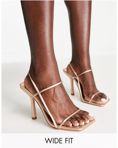 Public Desire – rayelle – sandalen mit eckiger zehenpartie und absatz - Pink
