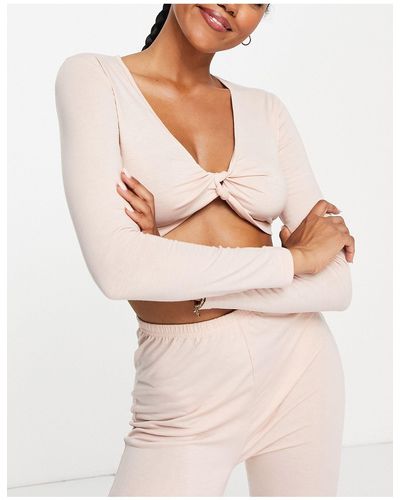 South Beach Polyester Yoga Twist Front Top - Pink