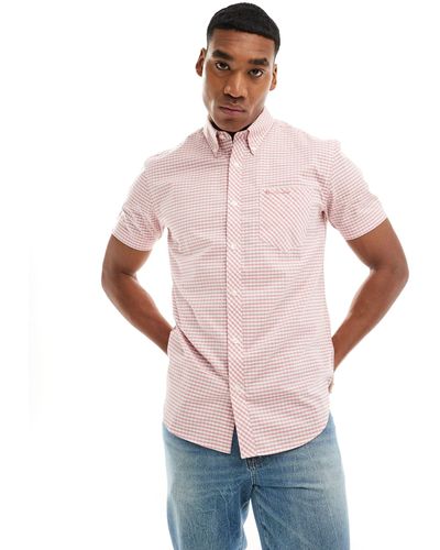 Ben Sherman Short Sleeve Gingham Shirt - Pink