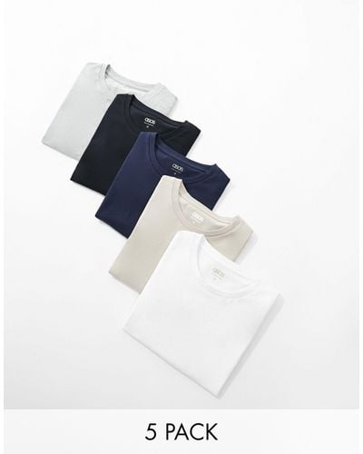 ASOS – 5er-set muskel-t-shirts mit rundhalsausschnitt - Blau