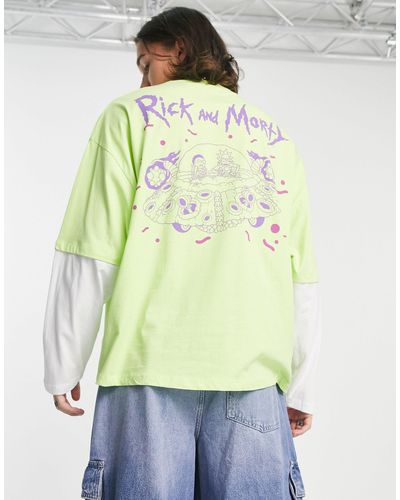 ASOS Oversized Long Sleeve T-shirt With Rick N Morty Print - Green
