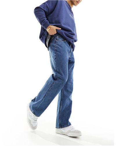 Only & Sons Jeans ampi rigidi lavaggio medio sbiaditi - Blu