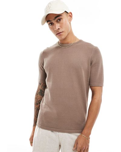 ASOS Midweight Knitted Cotton T-shirt - Grey