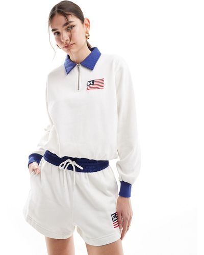 Polo Ralph Lauren Half Zip With Logo - White